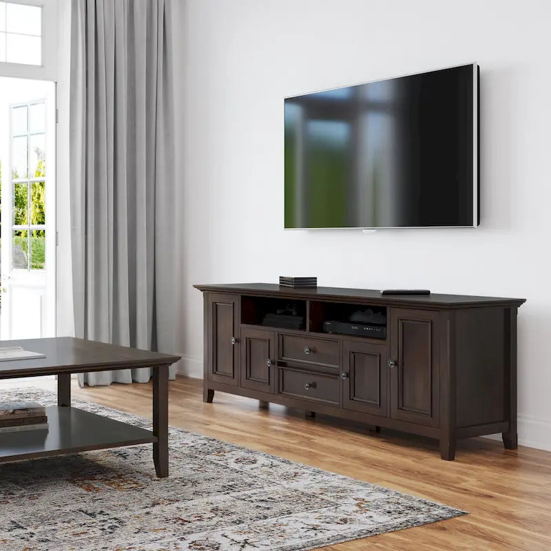 Halifax 72 inch Wide Solid Wood Transitional TV Stand - 72w x 19d x 26 h