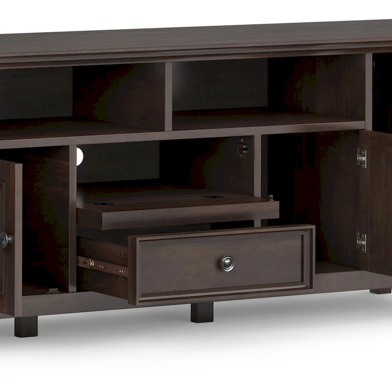 Halifax 72 inch Wide Solid Wood Transitional TV Stand - 72w x 19d x 26 h