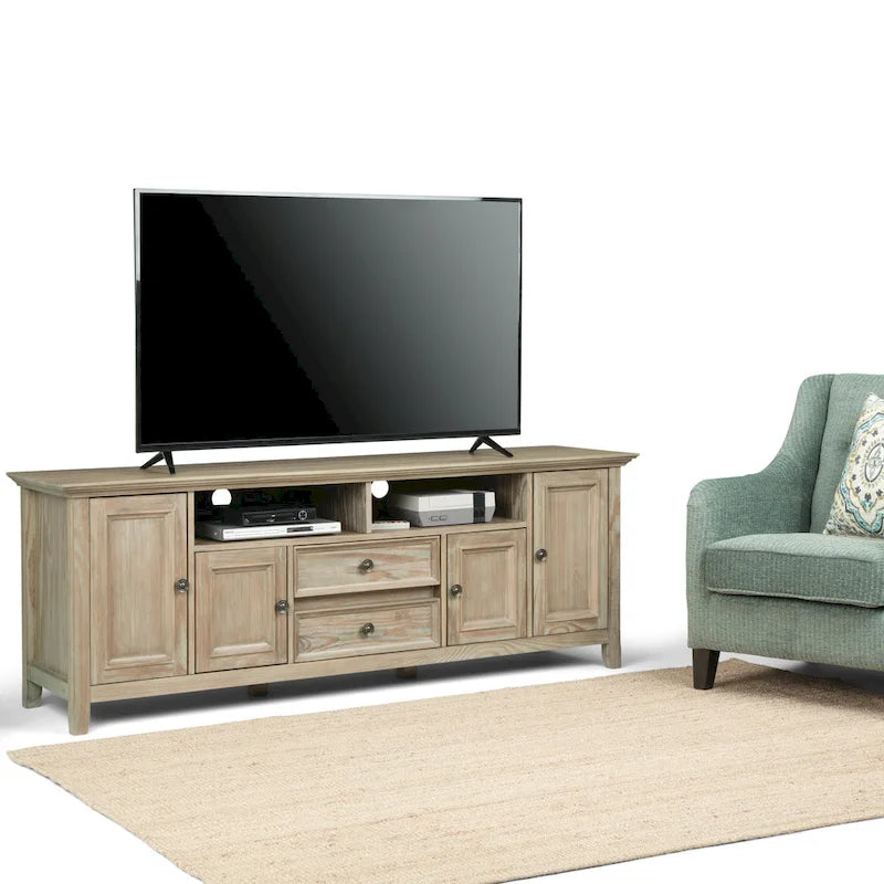Halifax 72 inch Wide Solid Wood Transitional TV Stand - 72w x 19d x 26 h