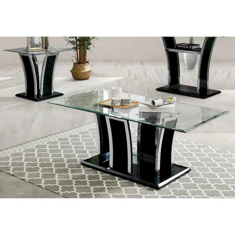 del Rio Modern Glass Top 2-Piece Accent Table Set by