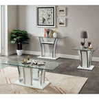 del Rio Modern Glass Top 2-Piece Accent Table Set by