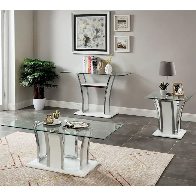del Rio Modern Glass Top 2-Piece Accent Table Set by