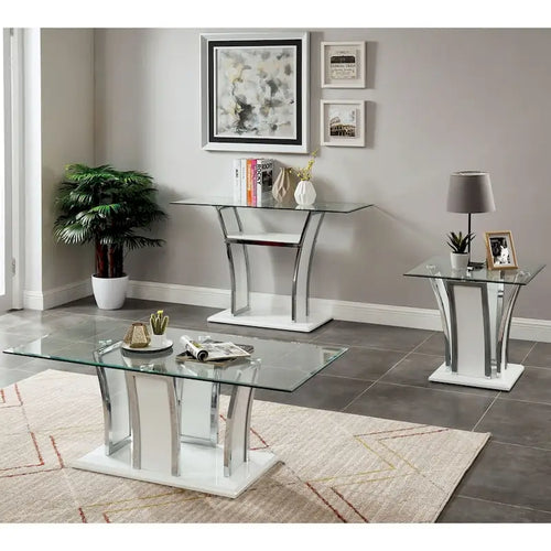 Ensemble de 2 tables d'appoint modernes Del Rio avec dessus en verre par