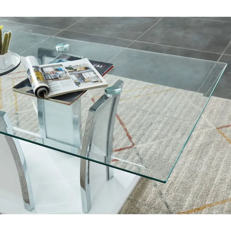 del Rio Modern Glass Top 2-Piece Accent Table Set by