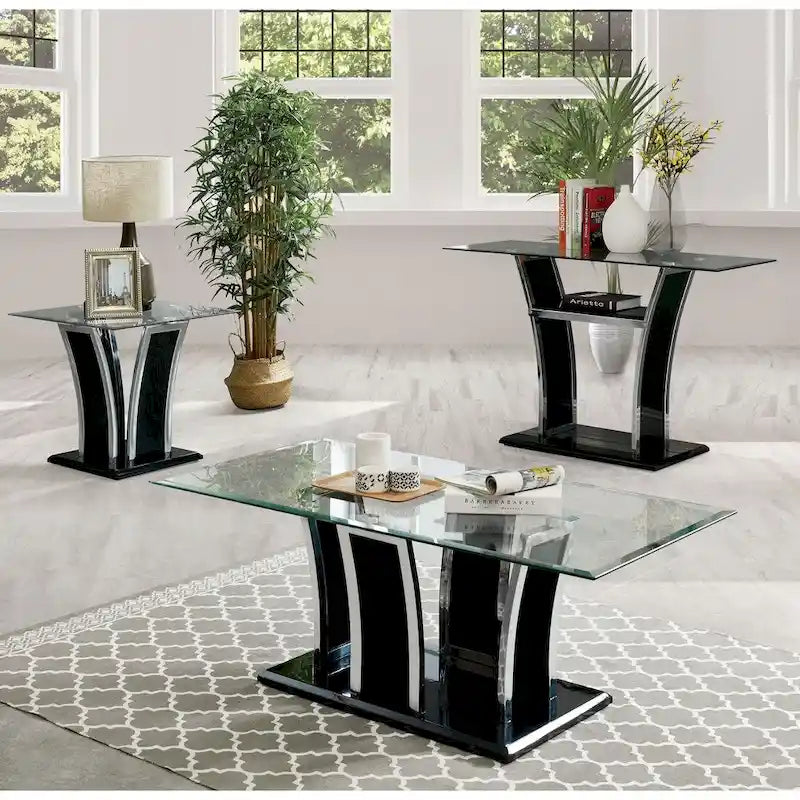del Rio Modern Glass Top 2-Piece Accent Table Set by