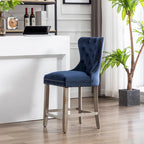 Carter 24 Wingback Tufted Nailhead Counter Stool with Antique Grey Legs