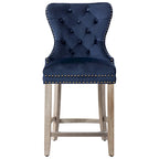 Carter 24 Wingback Tufted Nailhead Counter Stool with Antique Grey Legs