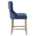Carter 24 Wingback Tufted Nailhead Counter Stool with Antique Grey Legs