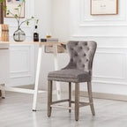 Carter 24 Wingback Tufted Nailhead Counter Stool with Antique Grey Legs