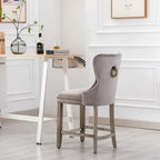 Carter 24 Wingback Tufted Nailhead Counter Stool with Antique Grey Legs