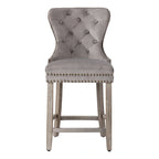 Carter 24 Wingback Tufted Nailhead Counter Stool with Antique Grey Legs