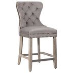 Carter 24 Wingback Tufted Nailhead Counter Stool with Antique Grey Legs