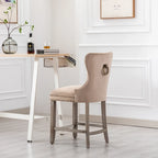 Carter 24 Wingback Tufted Nailhead Counter Stool with Antique Grey Legs