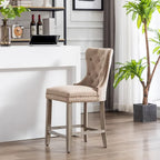 Carter 24 Wingback Tufted Nailhead Counter Stool with Antique Grey Legs
