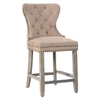 Carter 24 Wingback Tufted Nailhead Counter Stool with Antique Grey Legs