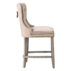 Carter 24 Wingback Tufted Nailhead Counter Stool with Antique Grey Legs