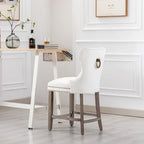 Carter 24 Wingback Tufted Nailhead Counter Stool with Antique Grey Legs