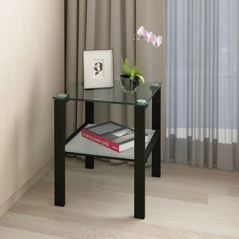 Glass two layer corner table