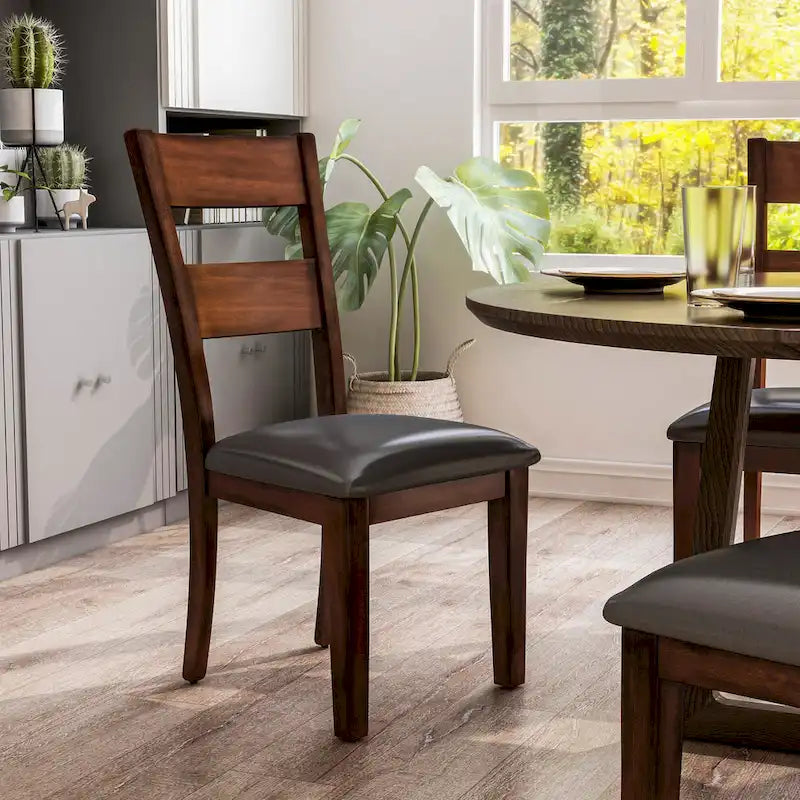 Paur Farmhouse Brown Wood Dining Chairs (Set of 2) by