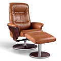  'Milano' Modern Brown Leather Swivel Recliner and Ottoman