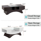 Angelic Contemporary Storage Coffee Table with Glass Insert