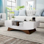 Angelic Contemporary Storage Coffee Table with Glass Insert