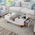 Angelic Contemporary Storage Coffee Table with Glass Insert