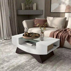 Angelic Contemporary Storage Coffee Table with Glass Insert