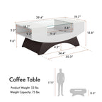 Angelic Contemporary Storage Coffee Table with Glass Insert