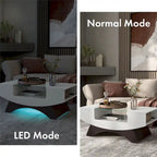 Angelic Contemporary Storage Coffee Table with Glass Insert