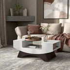 Angelic Contemporary Storage Coffee Table with Glass Insert