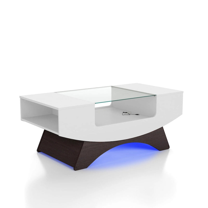 Angelic Contemporary Storage Coffee Table with Glass Insert