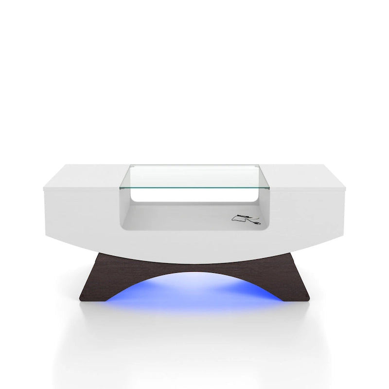 Angelic Contemporary Storage Coffee Table with Glass Insert