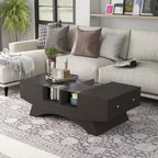 Angelic Contemporary Storage Coffee Table with Glass Insert