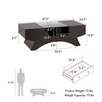Angelic Contemporary Storage Coffee Table with Glass Insert