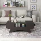 Angelic Contemporary Storage Coffee Table with Glass Insert