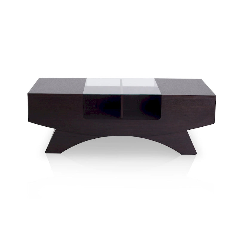 Angelic Contemporary Storage Coffee Table with Glass Insert