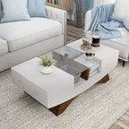 Angelic Contemporary Storage Coffee Table with Glass Insert