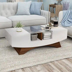 Angelic Contemporary Storage Coffee Table with Glass Insert