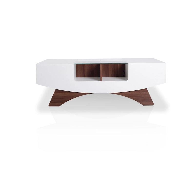 Angelic Contemporary Storage Coffee Table with Glass Insert