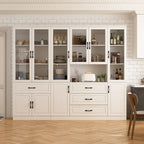 78.7Modular White Curio Bookcase Cabinet w/Glass Doors Buffet Display
