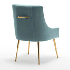 SEYNAR Modern Glam Boucle Pleated Velvet Dining Chair or Vanity Chair Set of 6 with Rear Handle