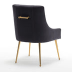 SEYNAR Modern Glam Boucle Pleated Velvet Dining Chair or Vanity Chair Set of 6 with Rear Handle