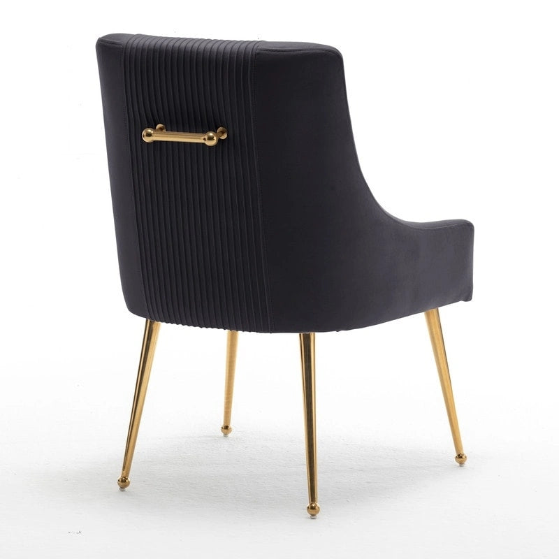 SEYNAR Modern Glam Boucle Pleated Velvet Dining Chair or Vanity Chair Set of 6 with Rear Handle
