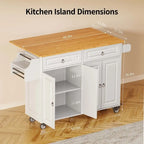 Kitchen Island Cart with Solid Wood Top and Locking Wheels