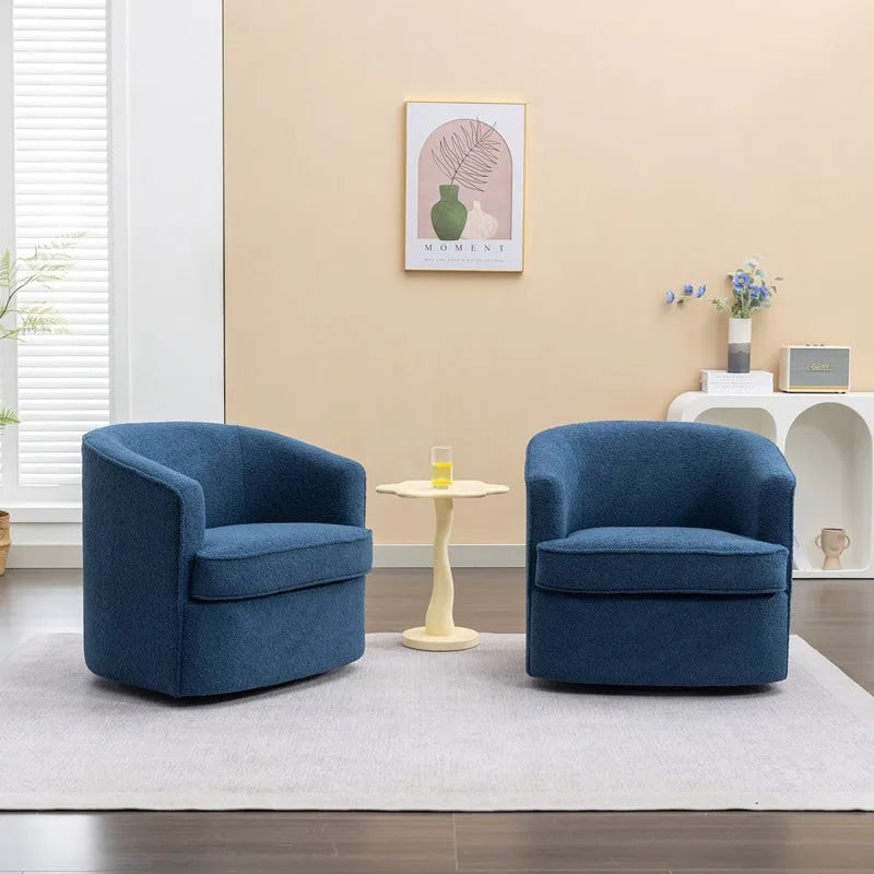 SEYNAR Modern Boucle Upholstered 360 Degree Swivel Accent Club Chair Set of 2