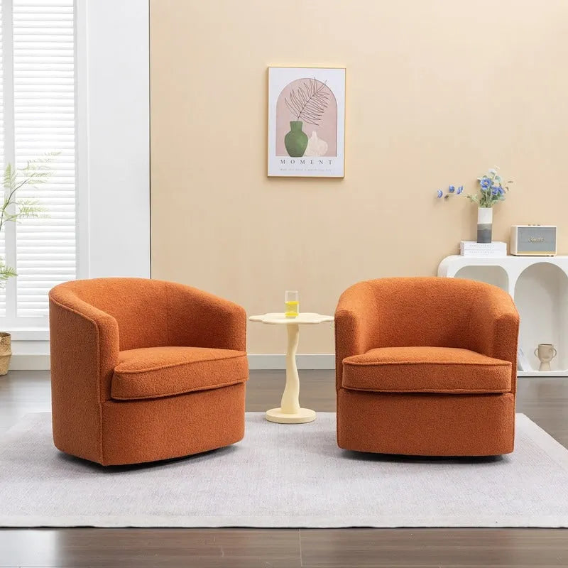 SEYNAR Modern Boucle Upholstered 360 Degree Swivel Accent Club Chair Set of 2