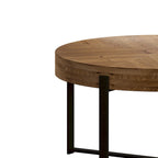 33.86 Modern Retro Splicing Wooden Round Coffee Table with Cross Legs Base