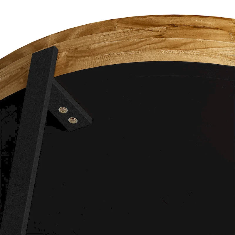 33.86 Modern Retro Splicing Wooden Round Coffee Table with Cross Legs Base