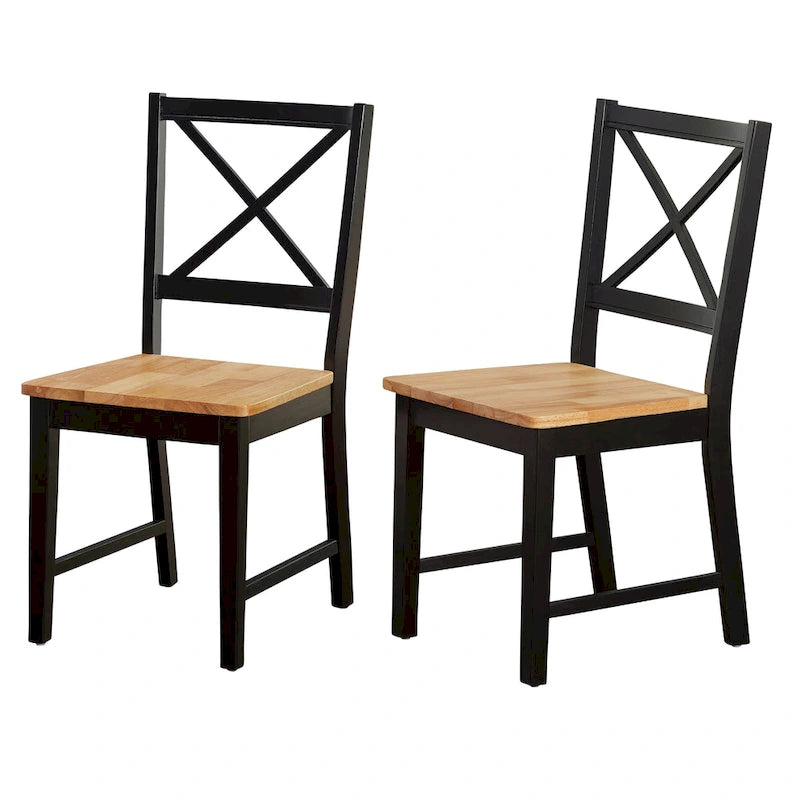 Solid Wood Crossback Dining Chairs (Set of 2)
